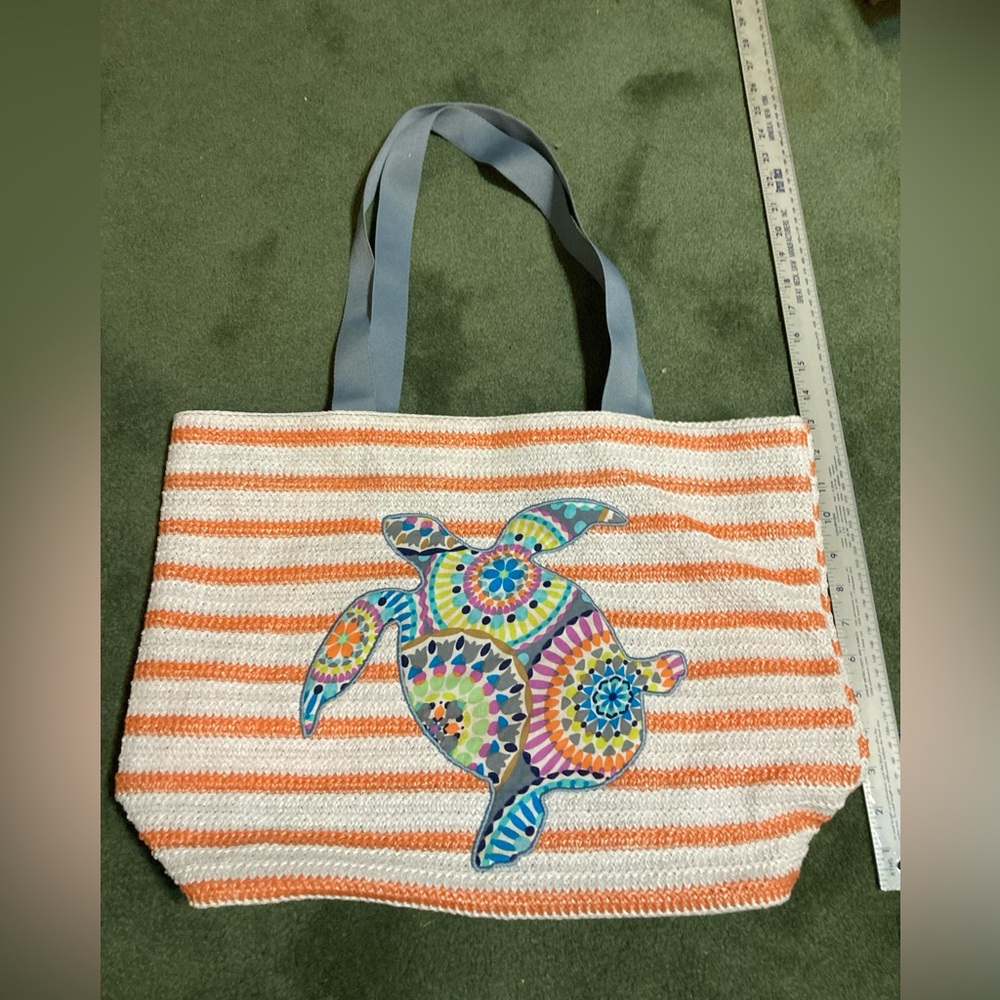 Vera Bradley Straw Tote Sunny Medallion Sea Turtle